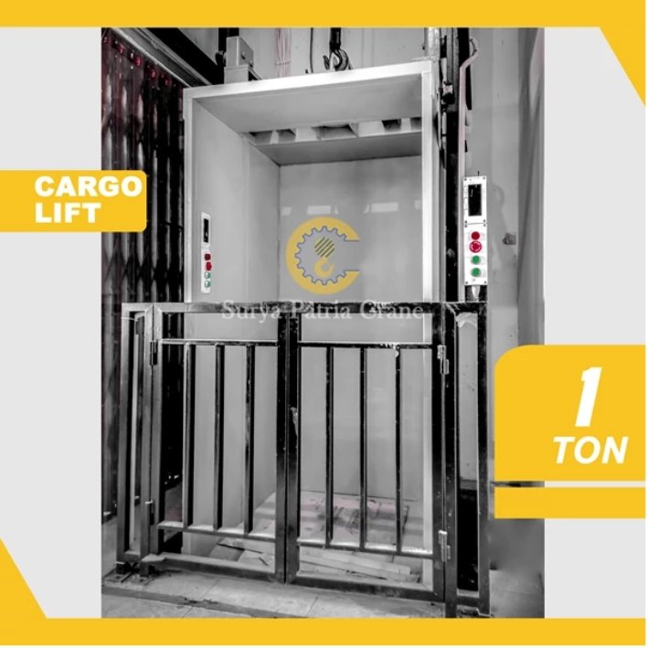 LIFT BARANG FULL SET DENGAN REM PENGAMAN KAPASITAS 1 TON UNTUK DI DALAM RUANGAN